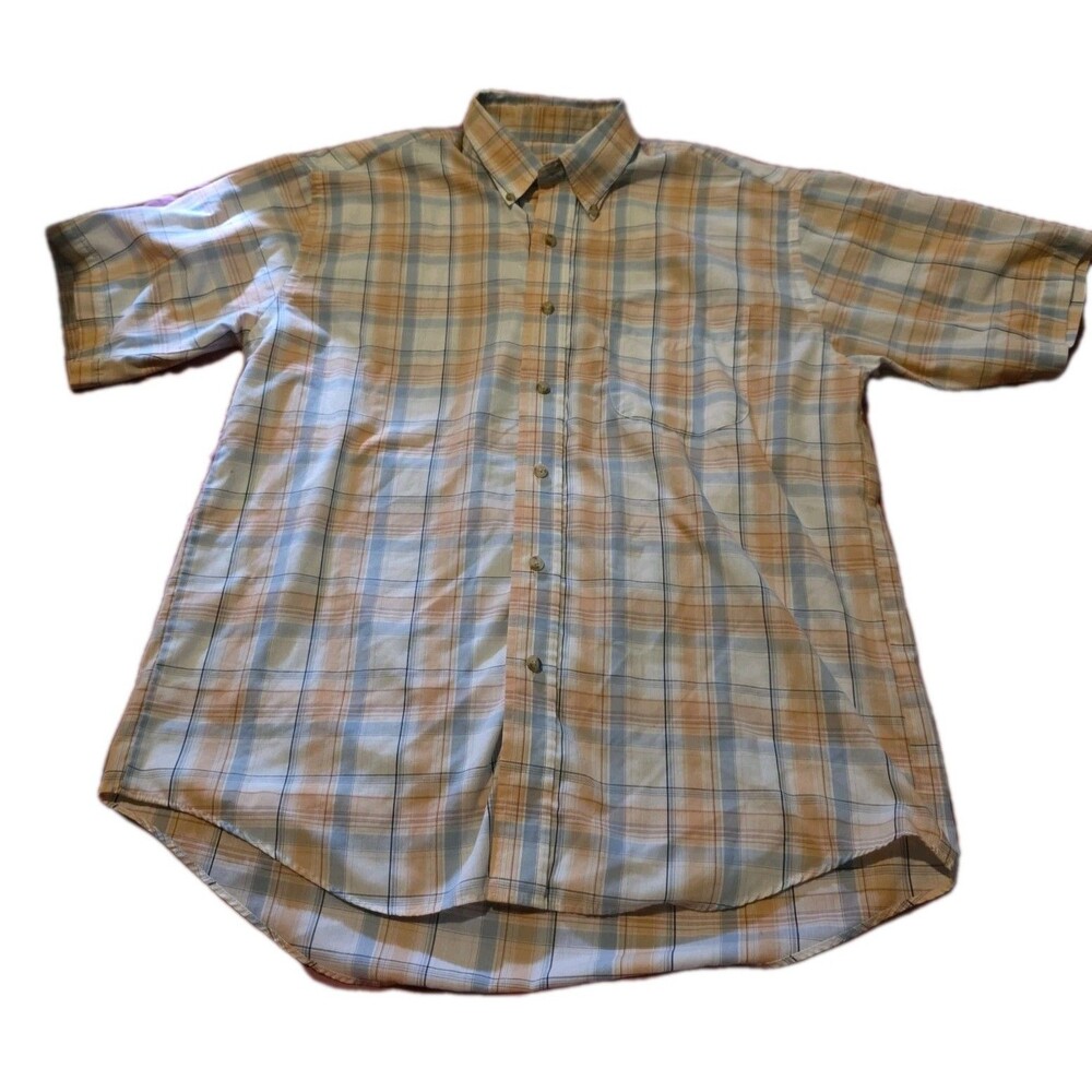Van Heusen Men's Button down shirt Medium M 15 - 15.5 Short Sleeve Classic fit